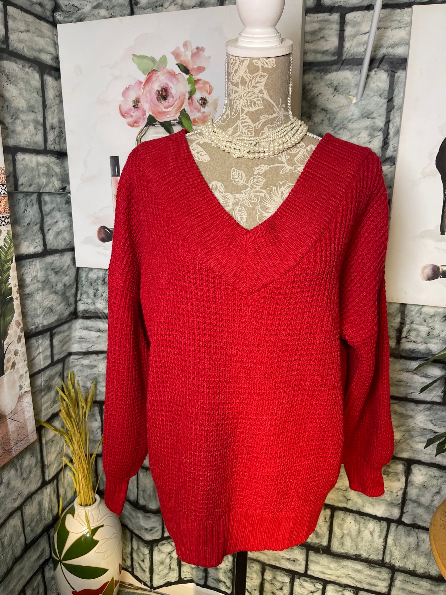 Zenana Red Sweater Women sz Medium