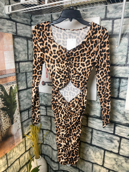 Popular Brown Animal Print Dress Women sz Small
