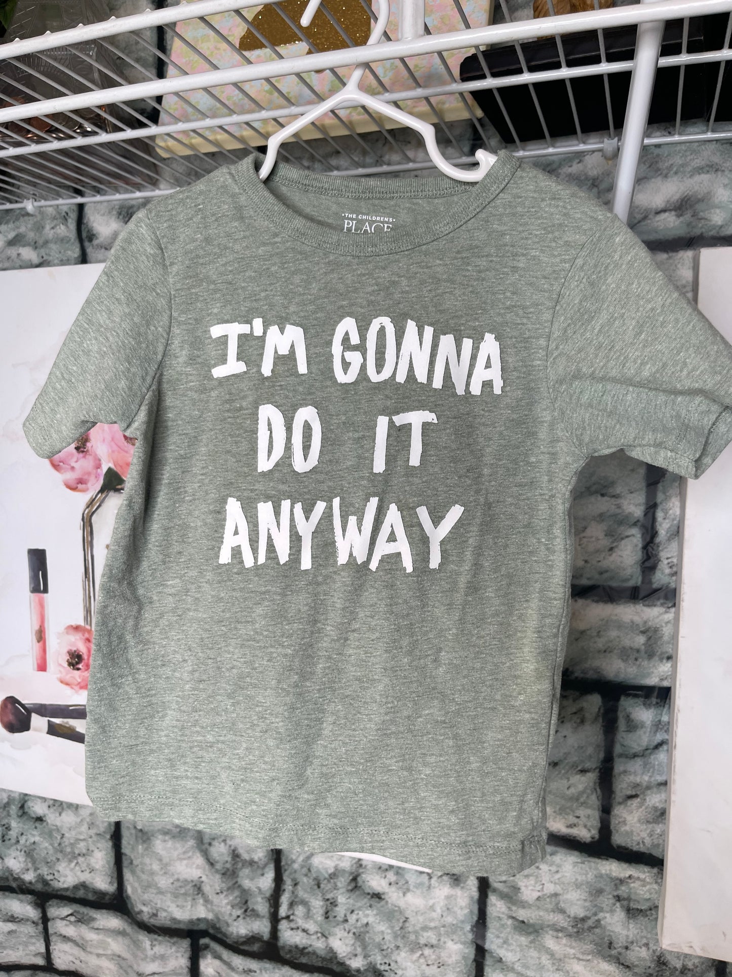 Children's Place Green "Anyway" Shirt Boys sz 4T