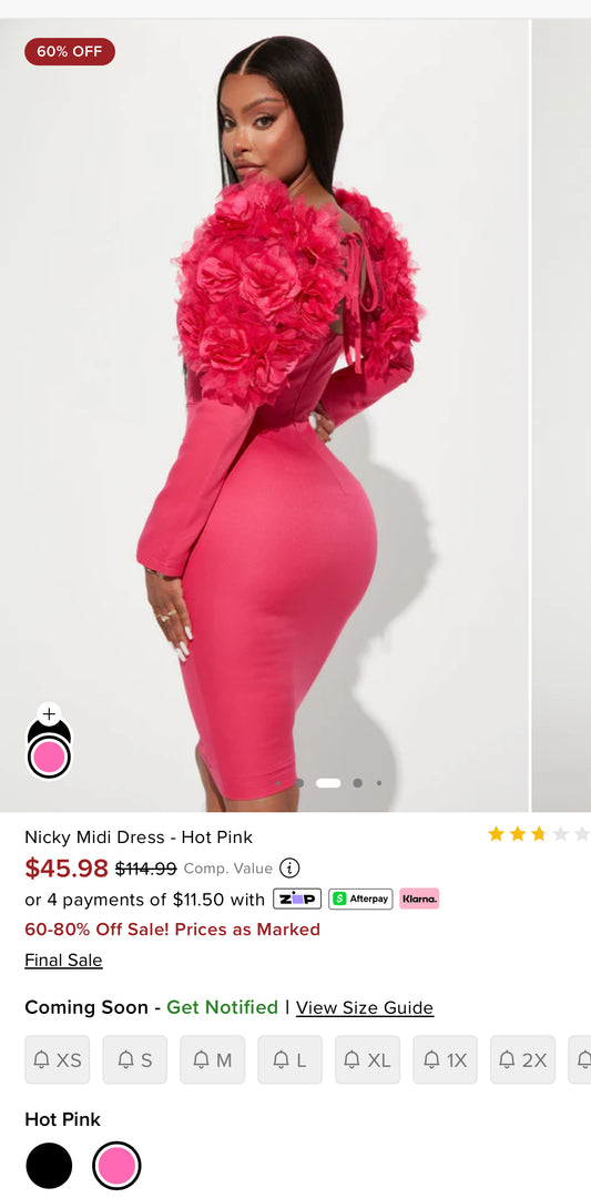 NEW Fashion Nova Pink Dress Women sz Small