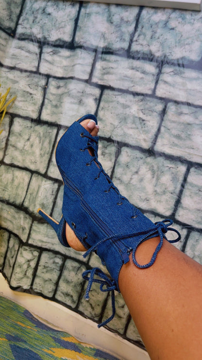 Her Style Blue Denim Heels Women sz 10