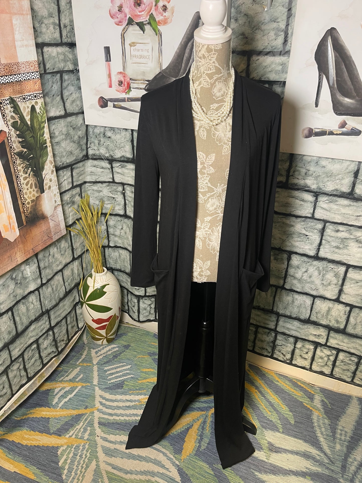 Zenana Black Cover Duster Women sz Small