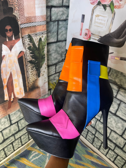 NEW Colorful Black Tall Heels Women sz 9