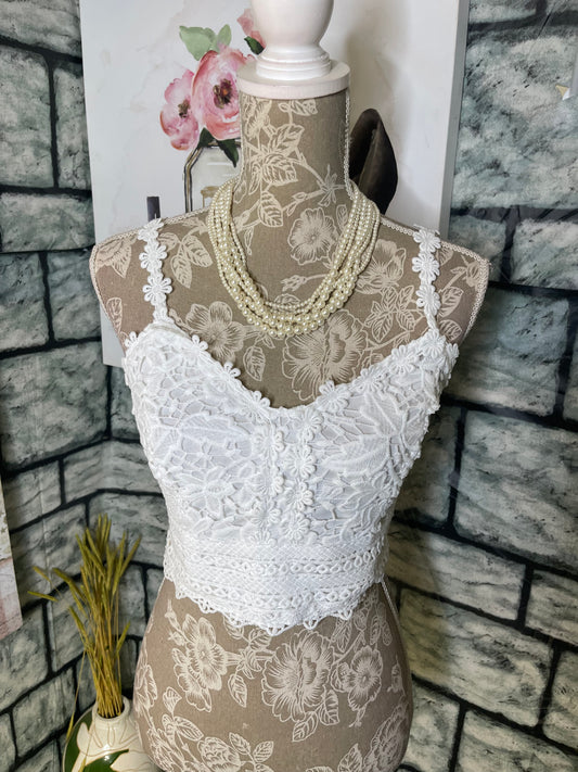 Shein White Floral Top Women sz XS