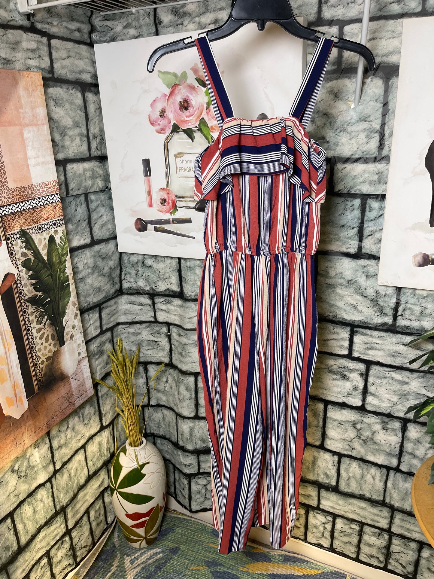 NoBo Orange Blue Jumpsuit Women sz XS