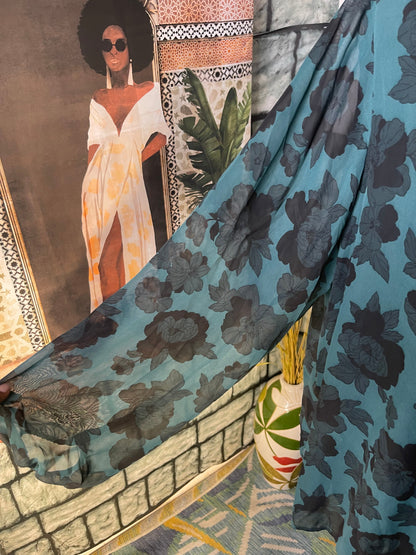 NEW Lane Bryant Green Black Print Blouse Women sz 24