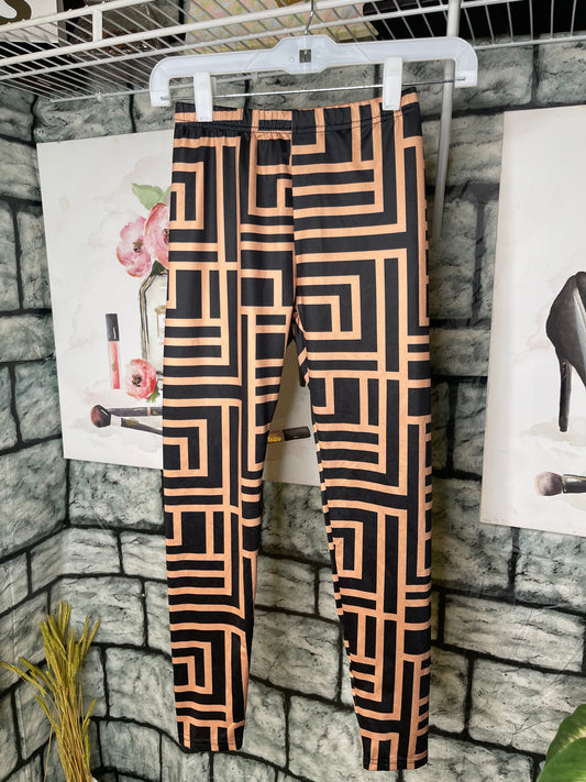 Shein Black Tan Tights Girls sz 10