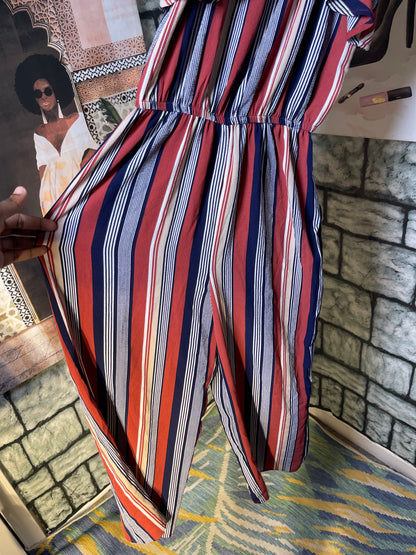 NoBo Orange Blue Jumpsuit Women sz XS