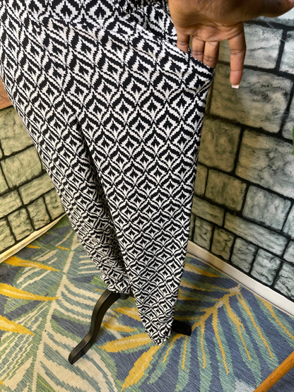 New York & Co Black White Print Jumpsuit Women sz XS