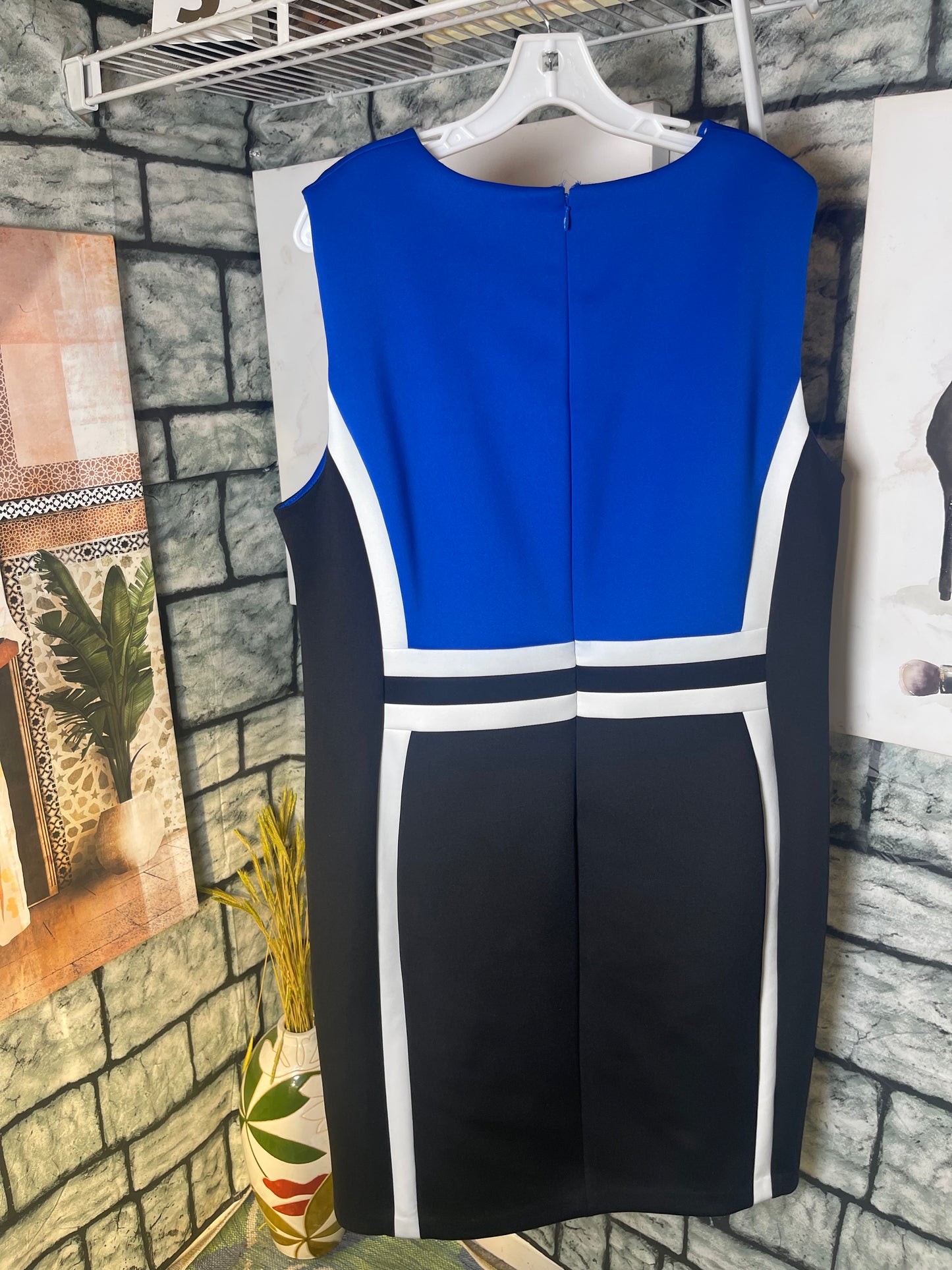 Calvin Klein Blue Black Dress Women sz 20