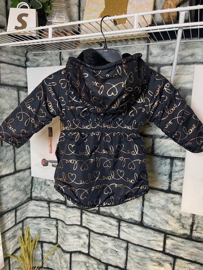 Penelope Mack Black Gold Coat Girls sz 3T