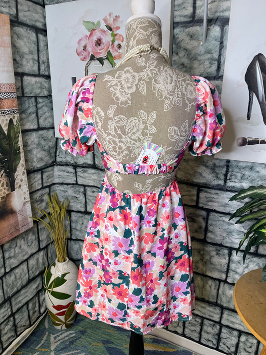 Shein Pink Floral Dress Women sz XS