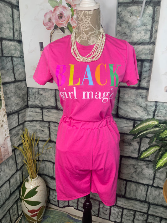 "Black Girl Magic" Pink 2 piece Set Women sz Medium