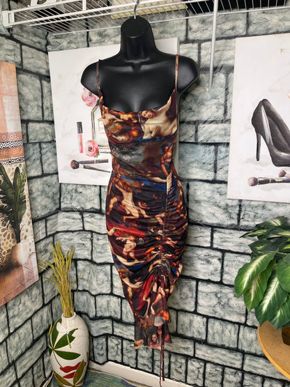 Pretty Little Thing Brown Print Dress Women sz 4