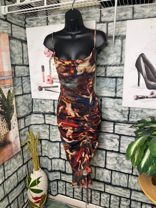 Pretty Little Thing Brown Print Dress Women sz 4