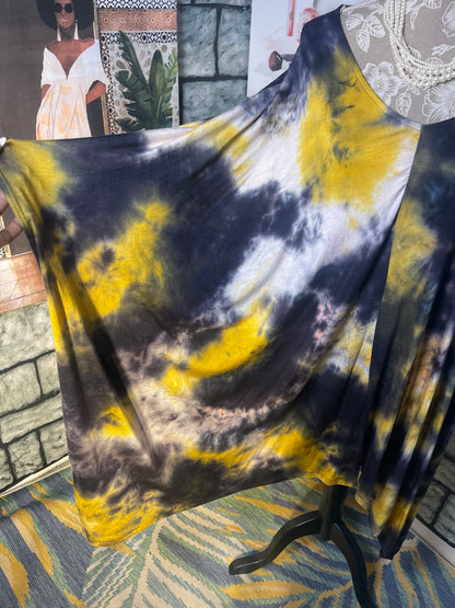 J Etrey Yellow Black Blouse Women sz 3XL