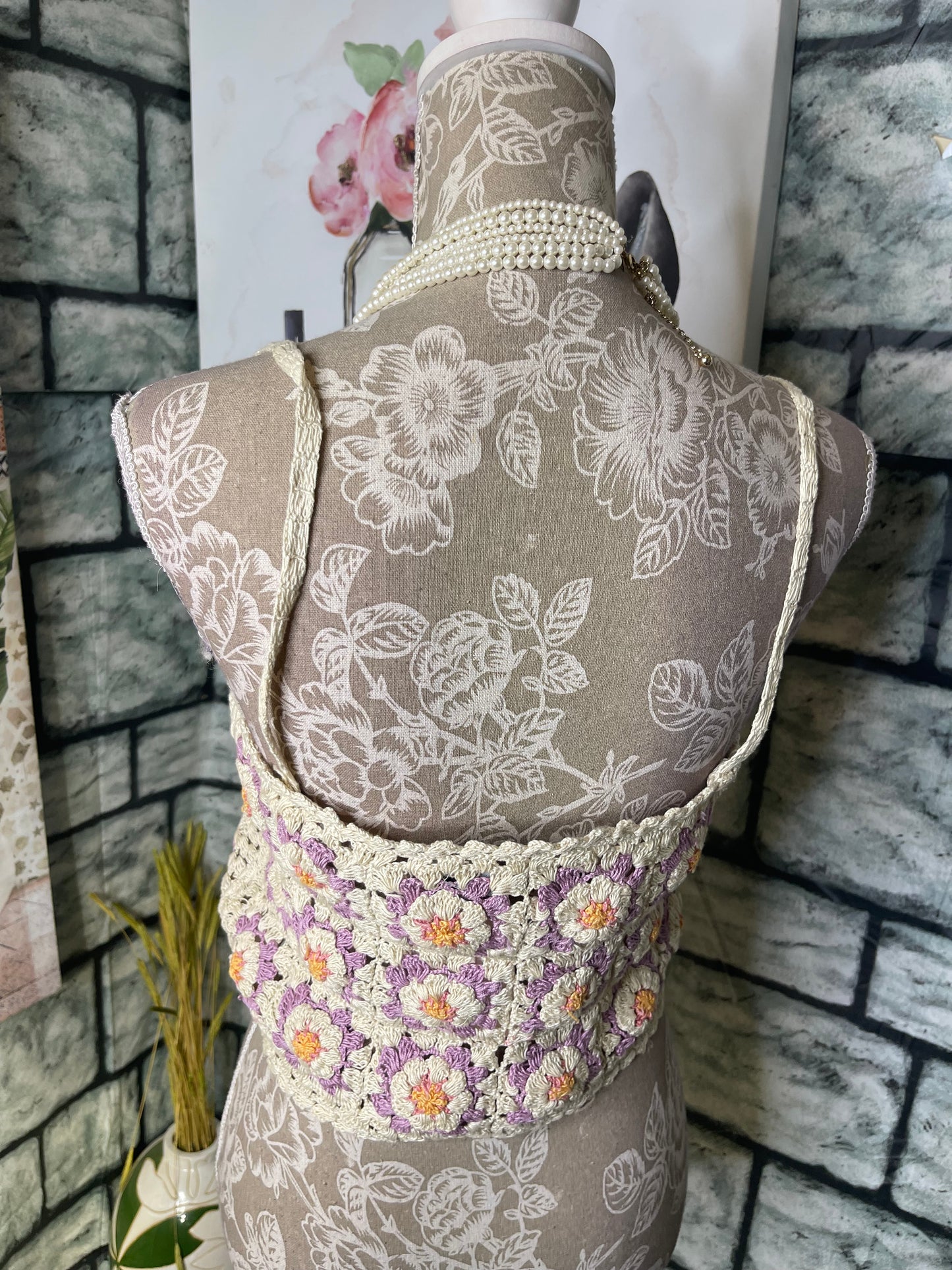 Zara Knitted Top Beige Purple Women sz Medium / Large