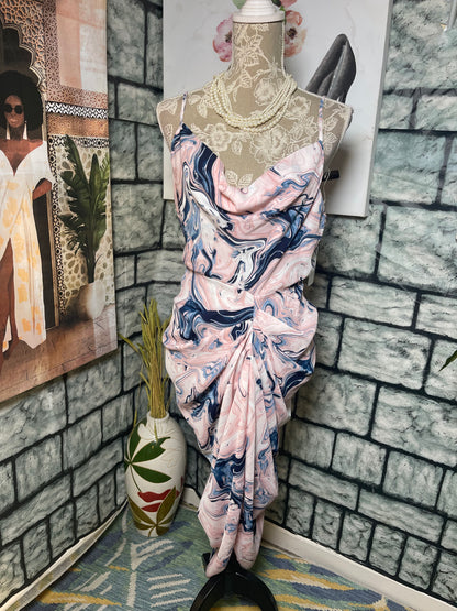Iris Blue Pink Dress Women sz Medium