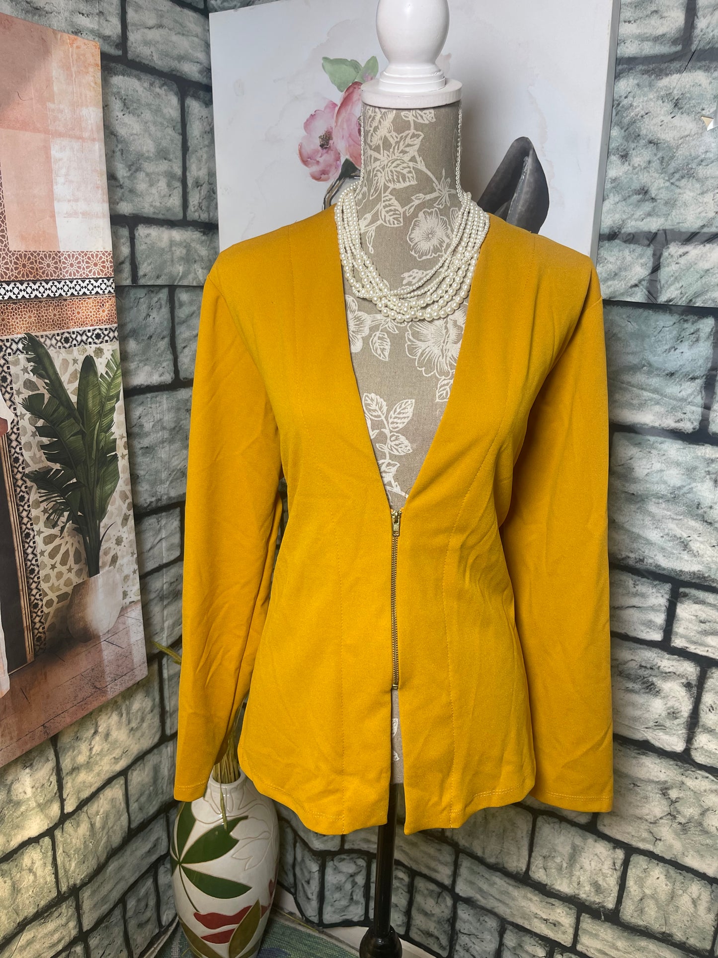NY Invasion Gold Blouse Women sz 1XL
