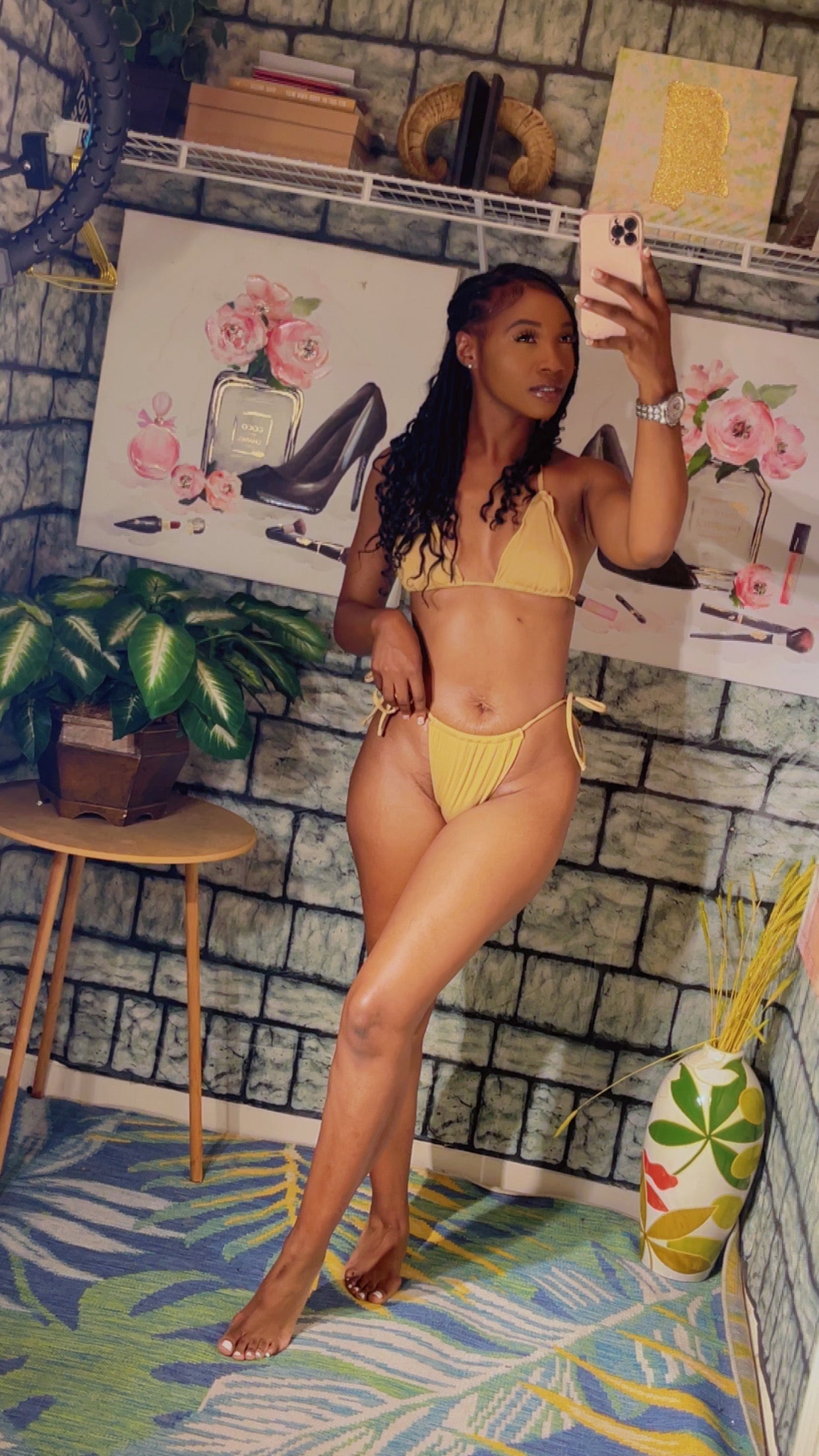 Shein Brown Swimsuit Women sz Small