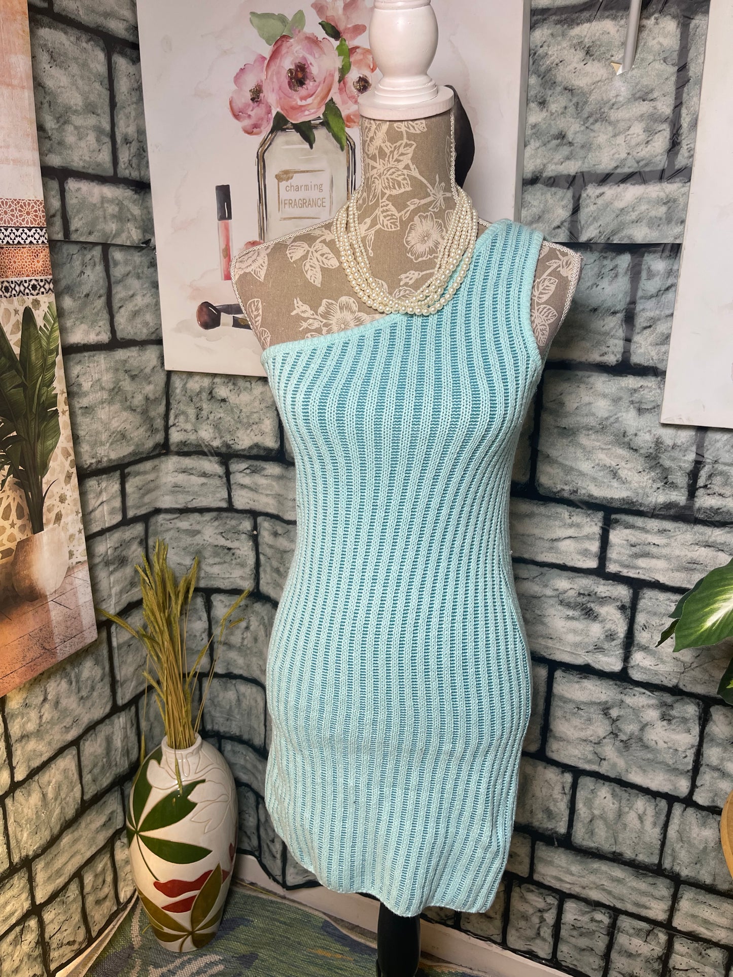 Vici Blue Sweater Dress Women sz Medium