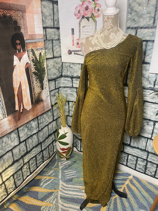 Gold Black Dress Women sz Medium