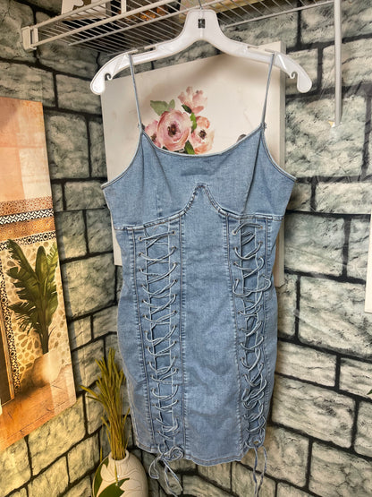 Blanc Blue Denim Dress Women sz Large