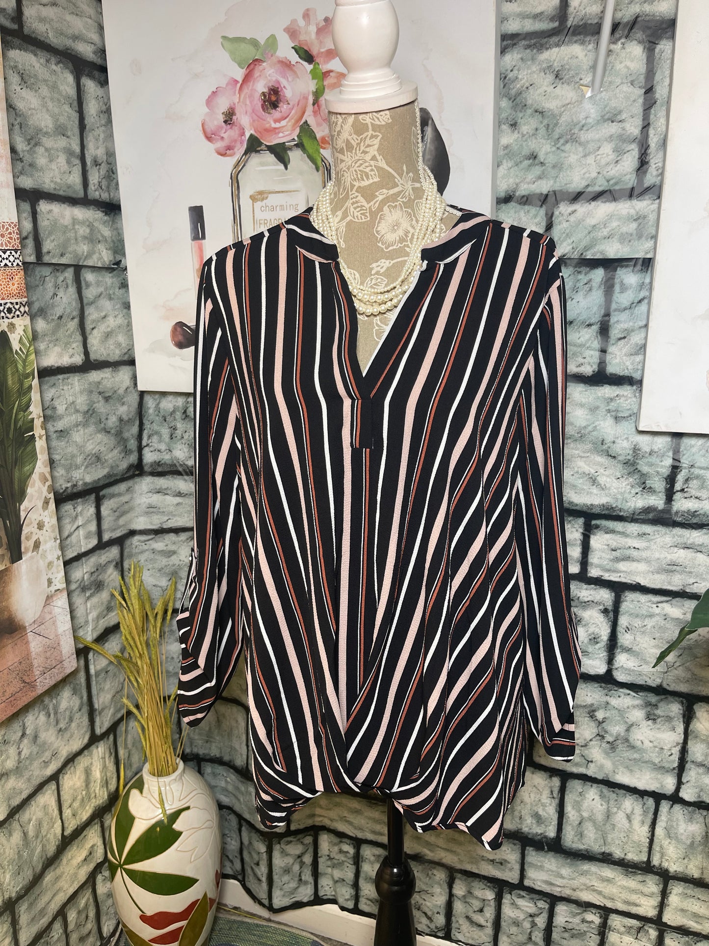 Always Indigo Black Pale Blouse Women sz 2XL