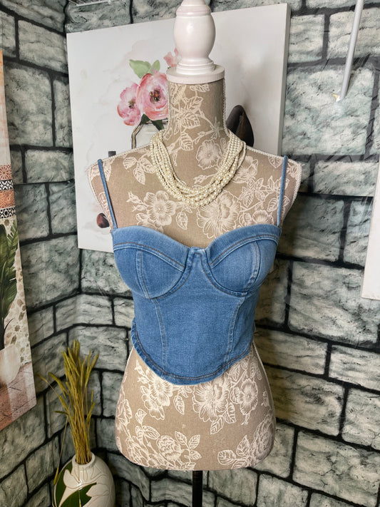 Fashion Nova Denim Top Women sz Small