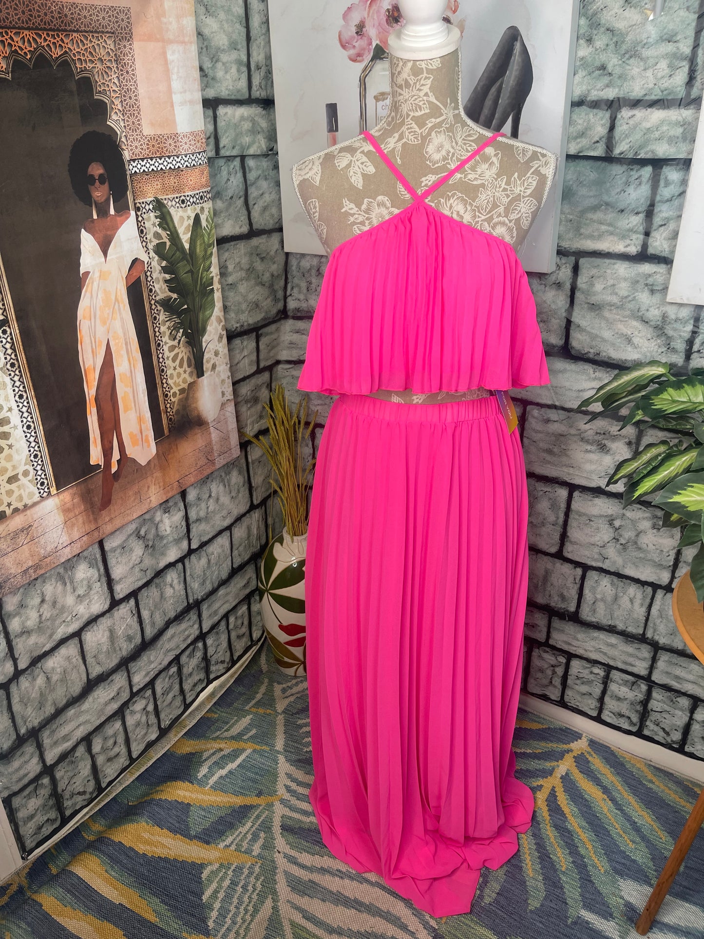 NEW Shein Pink 2 Piece Skirt Set Women sz Large