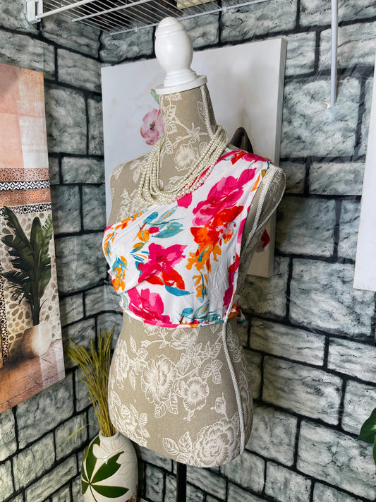 Shein Floral Crop Blouse Women sz Small