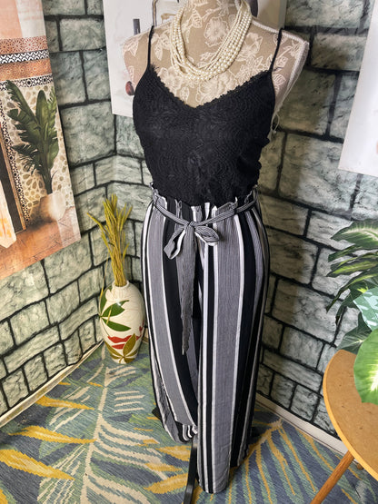 Almost Famous Black White Jumpsuit Women sz Medium