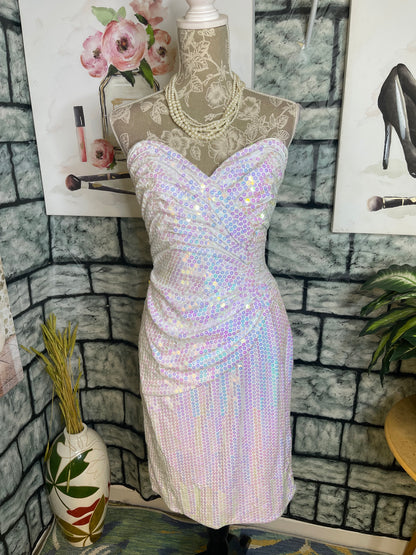 NEW Tadashi White Sequin Dress Women sz 10