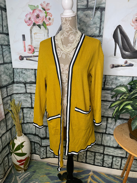 Yellow Black Cardigan Cover Women sz Small