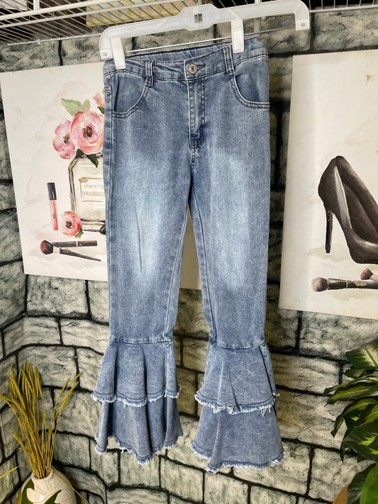 Blue Denim Flare Jeans Girls sz 10/12