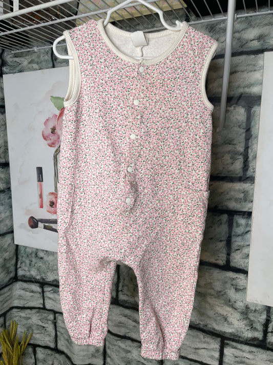 H&M Pink Green Floral One Piece Girls sz 18M