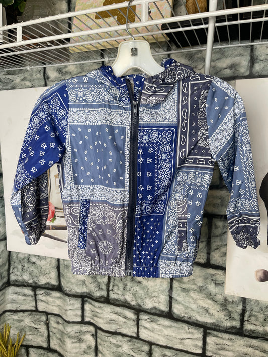 Blue Gray Print Jacket Boys sz 110 = 5T
