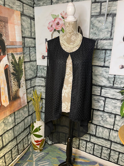 Casual Elegance Black Vest Blouse Women sz XL
