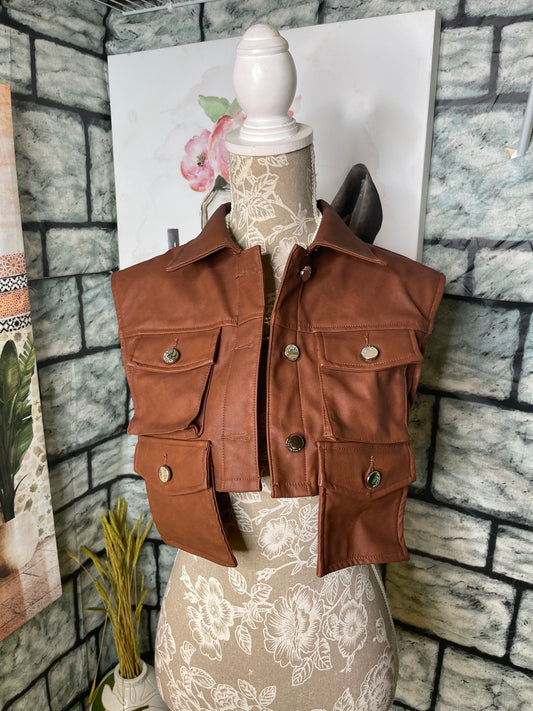 Rockstar Original Brown Vest Women sz XS