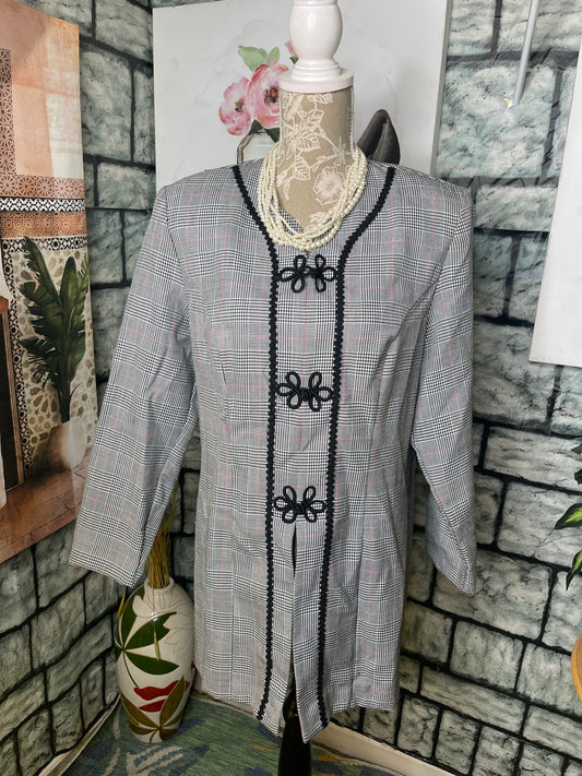 FT LTD Gray Red Shirt Dress Women sz 14