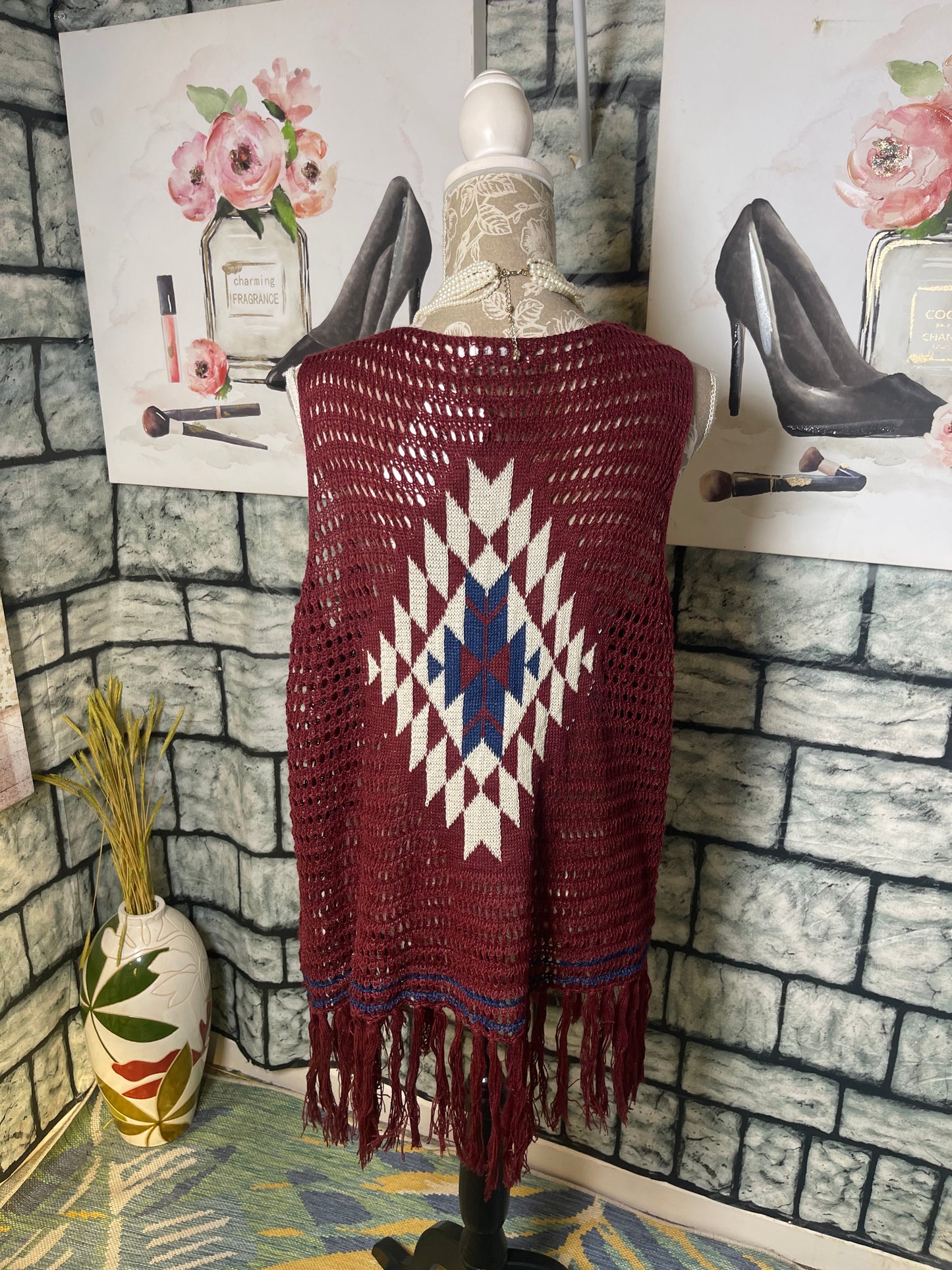 Perch Burgundy Vest Women sz 1XL
