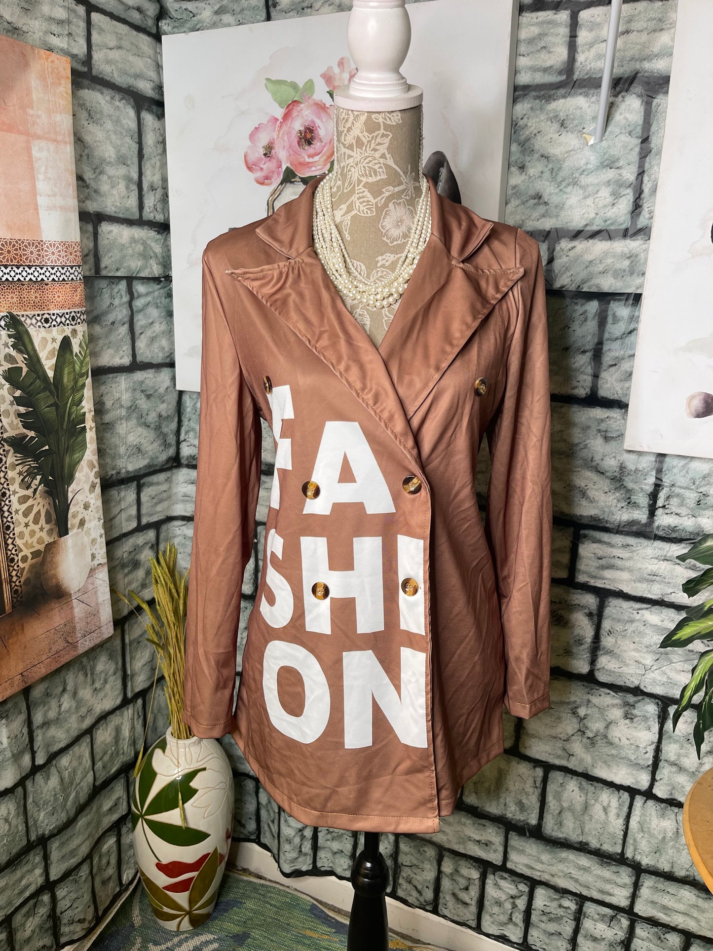 "Fashion" Brown Oversized Shirt Dress Women sz Large