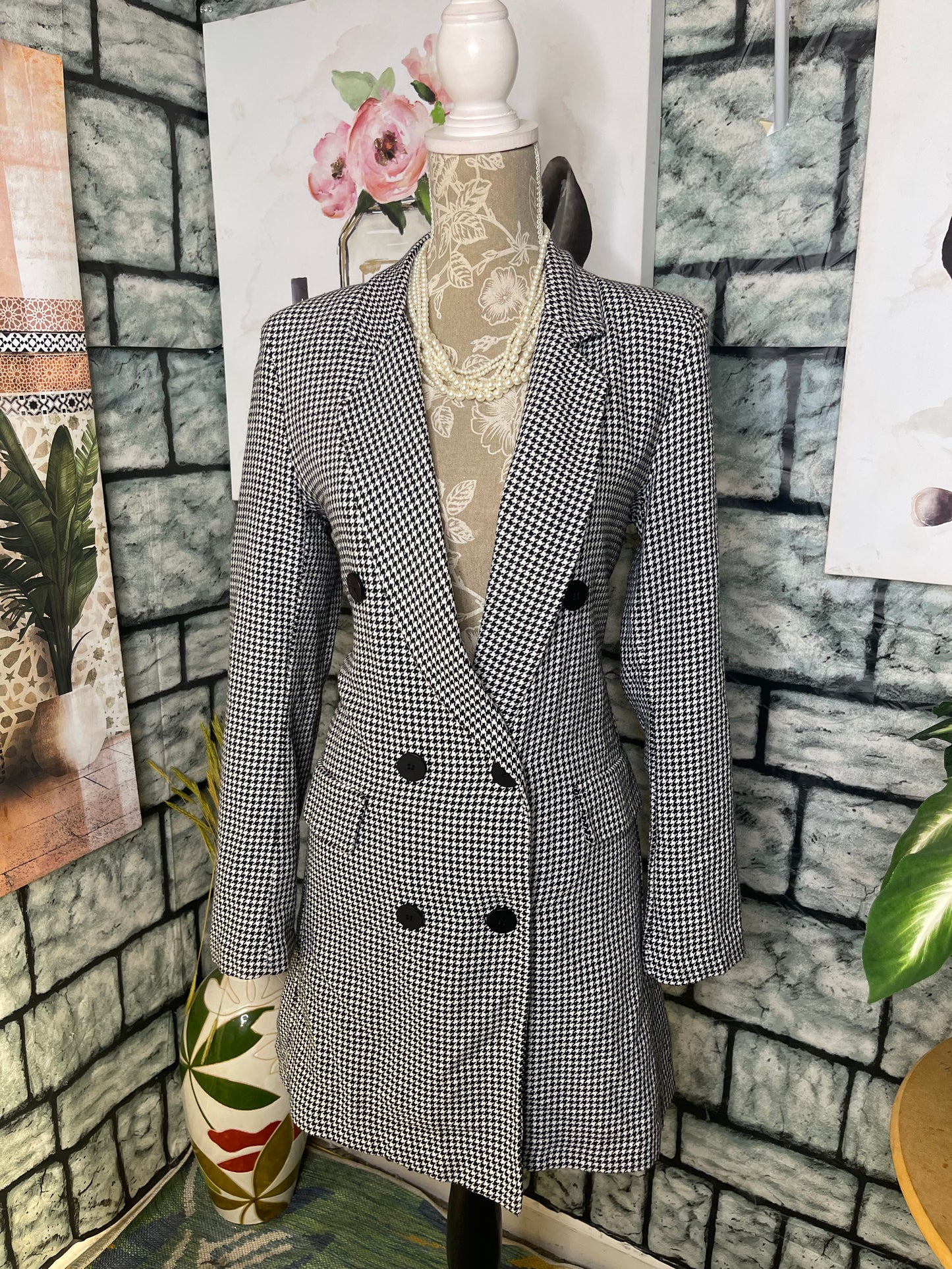 Boohoo Black White Blazer Jacket Dress Women sz 8