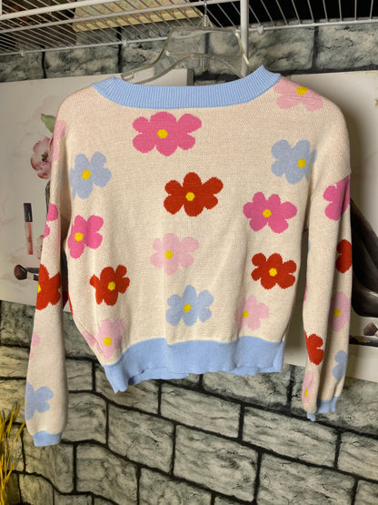Old Navy Floral Sweater Girls sz Large 10/12