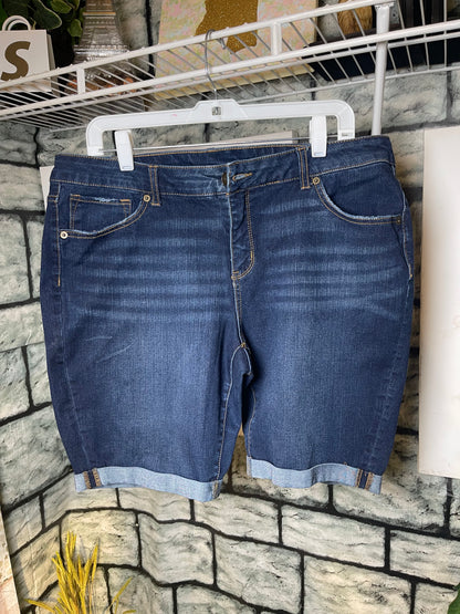 Time & Tru Blue Denim Shorts Women sz 18