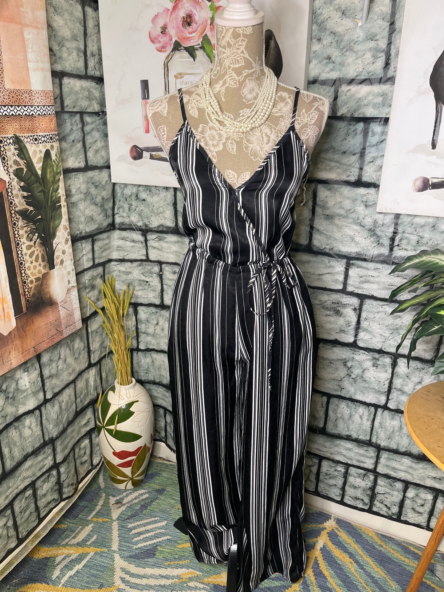 NEW Cato Black White Jumpsuit Women sz XS