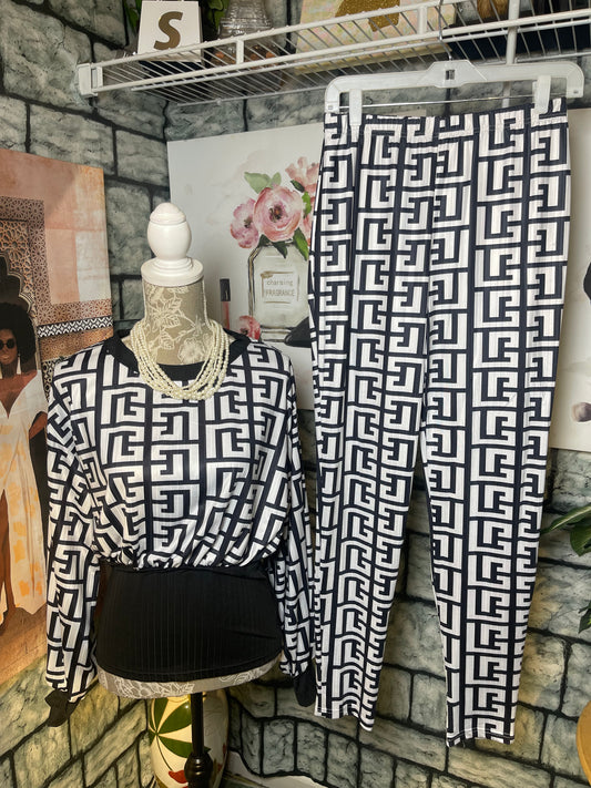 ChicMe Black White 2 piece Set Women sz Large