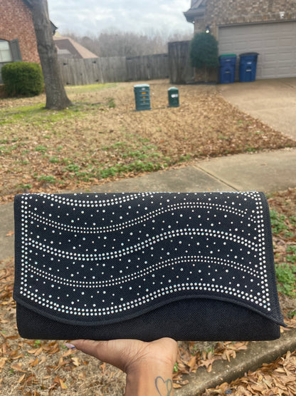 NEW Black Rhinestone Clutch