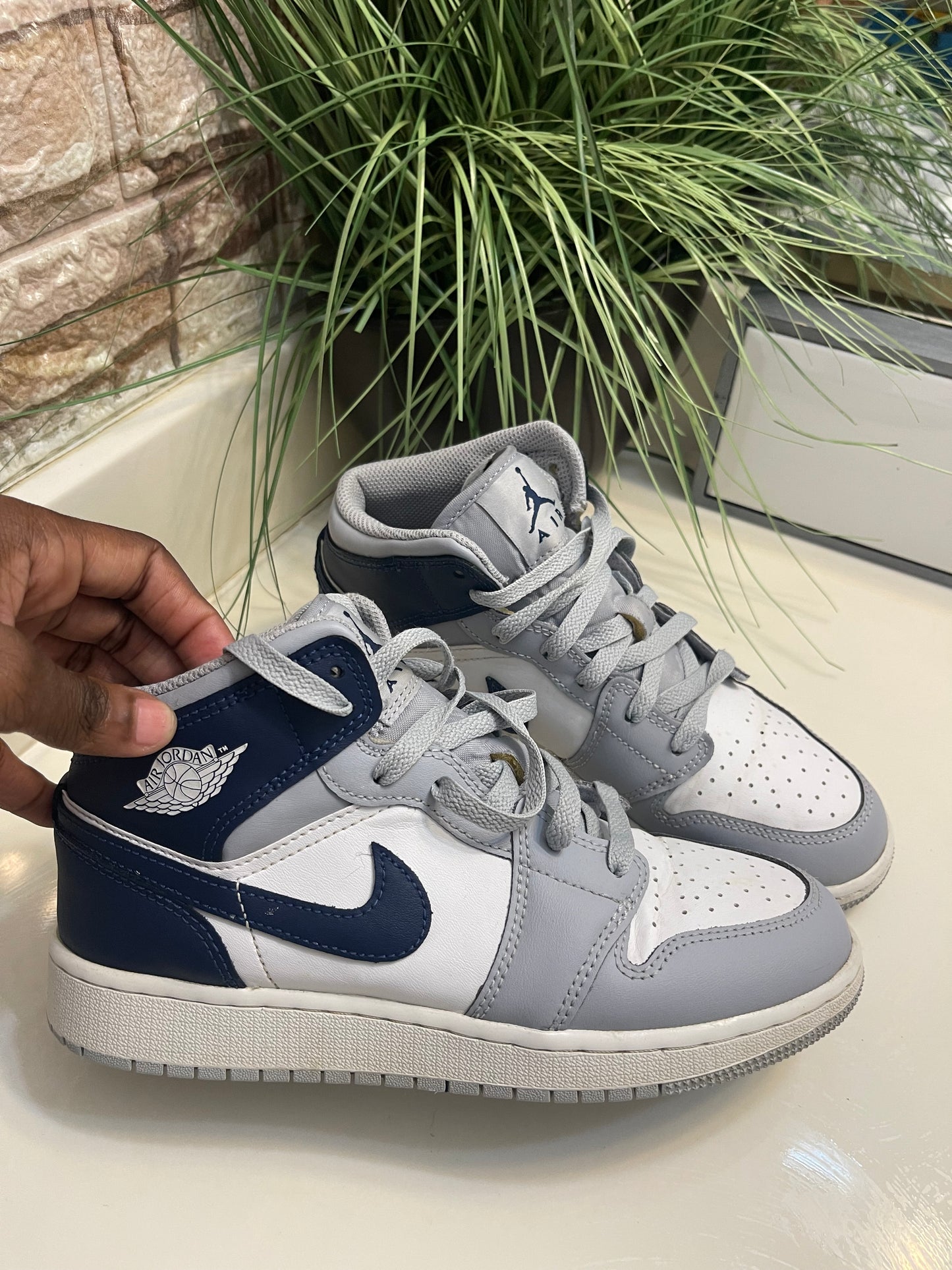 Nike Air Jordan White Blue Boys sz 5Y