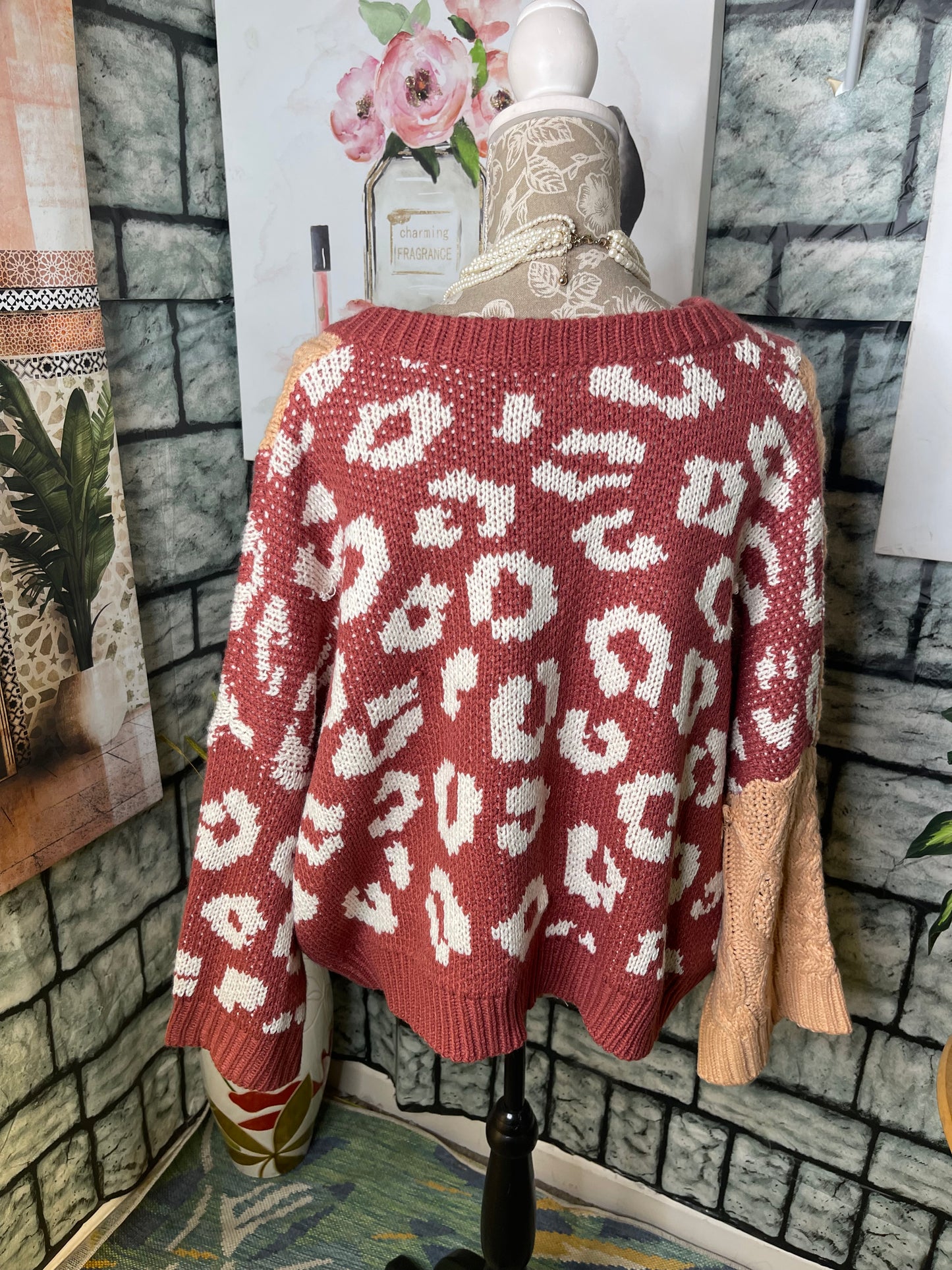 POL Burgundy Orange Sweater Women sz Small